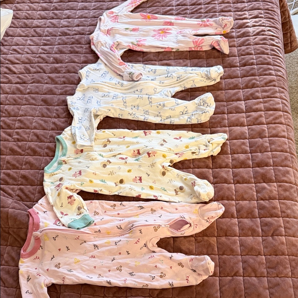 Baby Girls Lot of 4 Sleeper Footie Pajamas 3 Month